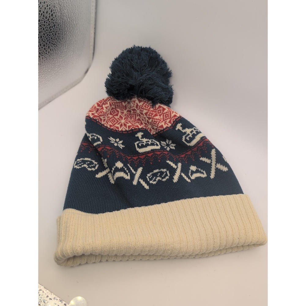 LOCALE Nordic Red Cream Blue Beanie Outdoor Winter Skiing hat warm